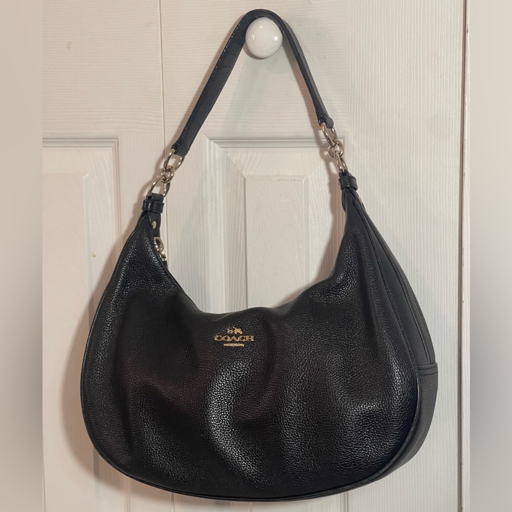 Coach Pebbled Black Hobo Bag